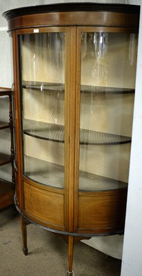 Lot 79 - An Edwardian mahogany and inlaid demi-lune glazed display case