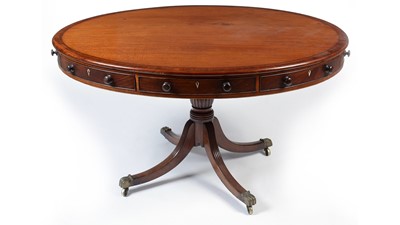 Lot 1292 - A Victorian mahogany and rosewood banded oval rent/dining table.