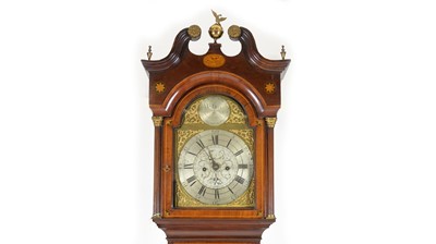 Lot 1210 - William Bell, North Shields: a handsome inlaid mahogany longcase clock.