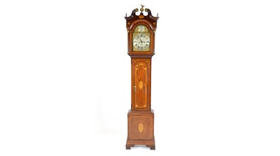 Lot 1210 - William Bell, North Shields: a handsome inlaid mahogany longcase clock.