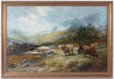 Lot 96 - Charles William Middleton - Highland Cows in an Autumnal Landscape | oil