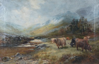 Lot 96 - Charles William Middleton - Highland Cows in an Autumnal Landscape | oil