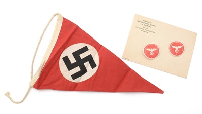 Lot 746 - A Second World War German pennant and other items