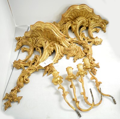 Lot 326 - A pair of 19th Century Italian gilt gesso wall sconces