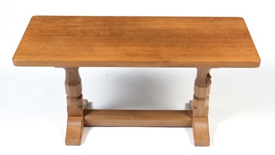 Lot 1274 - Workshop of Robert ‘Mouseman’ Thompson (Kilburn): an oak refectory coffee table.