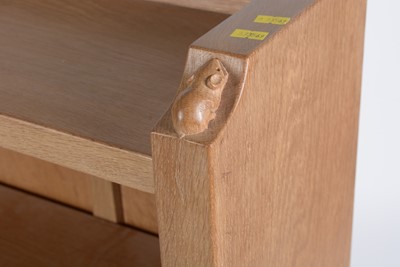 Lot 1273 - Workshop of Robert ‘Mouseman’ Thompson (Kilburn): an oak open bookcase.