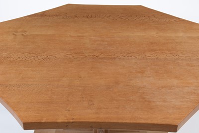 Lot 1276 - Workshop of  Robert ‘Mouseman’ Thompson (Kilburn): an oak 4ft. 6in. octagonal dining table.
