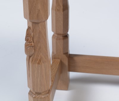 Lot 1285 - Workshop of  Robert ‘Mouseman’ Thompson (Kilburn): a carved oak side table.