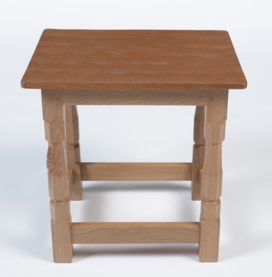 Lot 1285 - Workshop of  Robert ‘Mouseman’ Thompson (Kilburn): a carved oak side table.