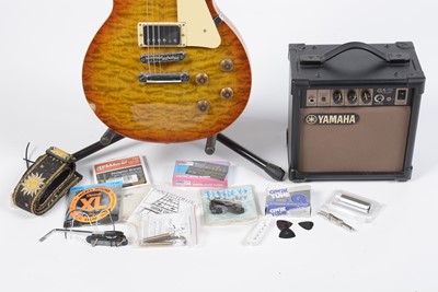 Lot 80 - J&D Les Paul, Yamaha practice amp, accessories