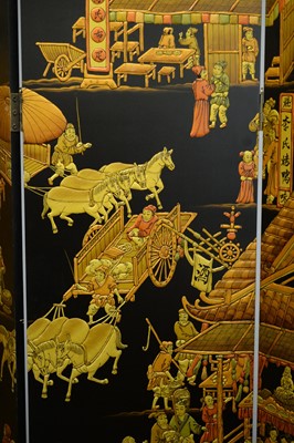 Lot 55 - A large and decorative Chinese six fold screen