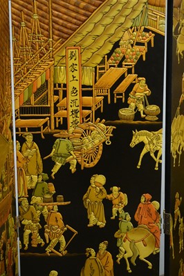 Lot 74 - A large and decorative Chinese six fold screen