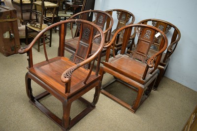 Lot 56 - Five assorted Chinese elm horseshoe chairs