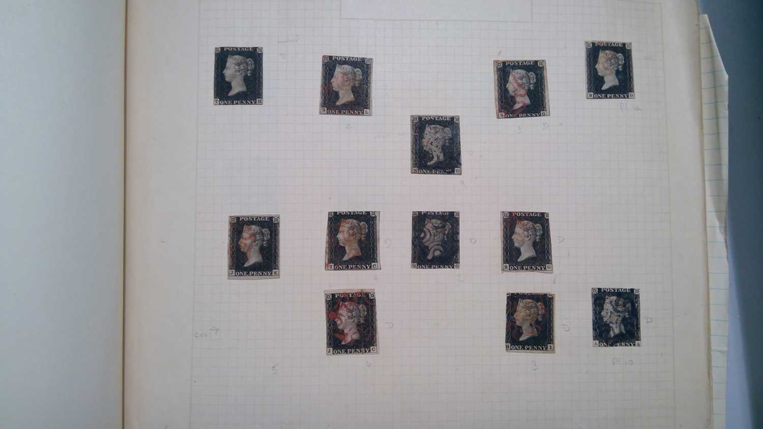 440 - A selection of penny black stamps and other stamps 