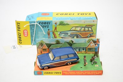 Lot 312 - A Corgi Toys Ford Consul Cortina car and accessories.