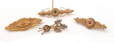 Lot 179 - Four Victorian gold brooches