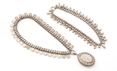 Lot 190 - Two Victorian silver necklaces.