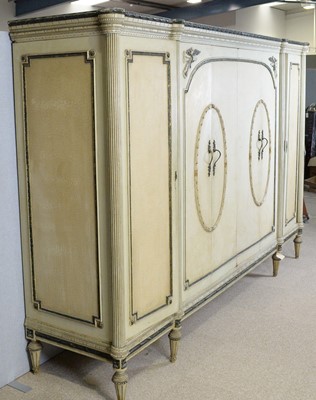 Lot 12 - A late French cream-painted crackleure effect armoire/wardrobe.