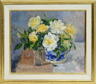 Lot 669 - Pamela Kay - A Glass & Mug of Rose Alberic Barbier | oil