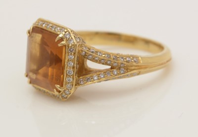 Lot 429 - A citrine and diamond dress ring, by Christopher Wharton