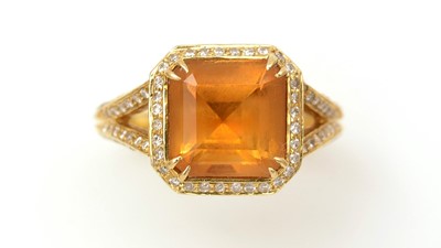 Lot 429 - A citrine and diamond dress ring, by Christopher Wharton