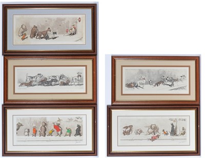Lot 8 - Boris O'Klein - Five Cartoons from the "Dirty Dogs of Paris" Series | hand-tinted etchings