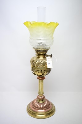 Lot 366 - A Victorian copper and brass oil lamp.