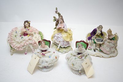 Lot 426 - A selection of Dresden and other Continental ceramic figures.