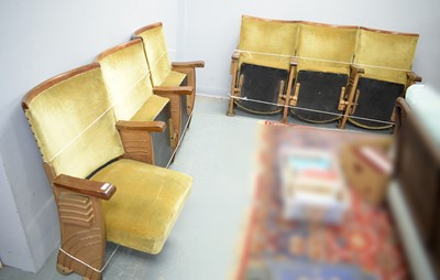 Lot 32A - Two sets of three Art Deco folding Cinema or theatre seats.