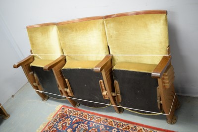 Lot 32 - Two sets of three Art Deco folding Cinema or theatre seats.