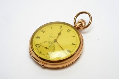 Lot 161 - A 9ct yellow gold cased open faced pocket watch
