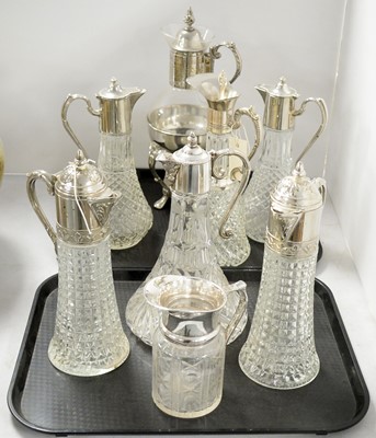 Lot 295 - A pair of Italian pressed glass claret jugs