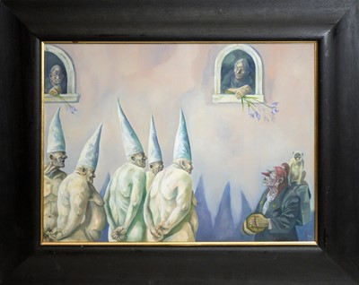 Lot 590 - David Shanahan - Secular Fools and the Wicked Messenger | oil