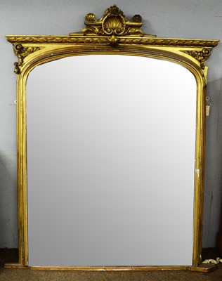Lot 74 - A large Victorian carved giltwood overmantel mirror