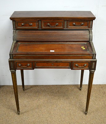 Lot 8 - A Louis XVI style mahogany and metal mounted cylinder bureau de dame