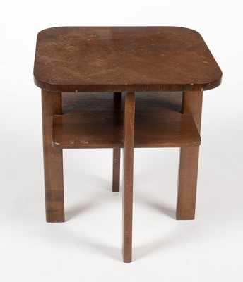 Lot 370 - An Art Deco style quarter veneered oak two-tier occasional table