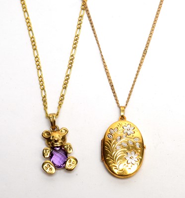 Lot 143 - Two gold pendants on chains