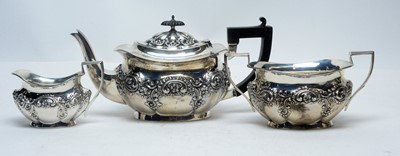 Lot 182 - A silver three piece silver tea service, by William Aitken