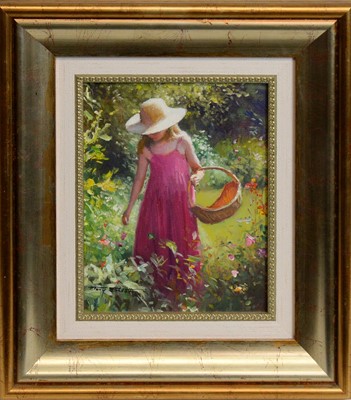 Lot 615 - Tony Sheath - Chloe Gathering Flowers | oil