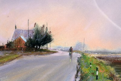 Lot 551 - Alexander Millar - Cycling in the Rain | pastel