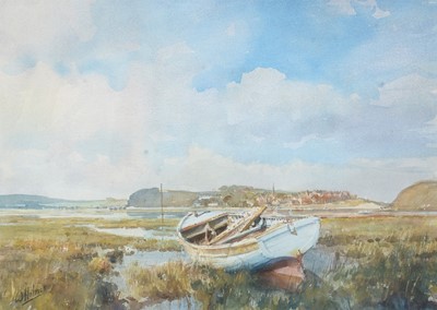 Lot 59 - Walter Holmes - A Wooden Boat in the Shallows Near Alnmouth | watercolour