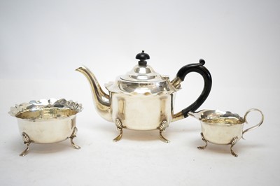 Lot 193 - A silver three piece tea service, by Hawksworth, Eyre & Co Ltd