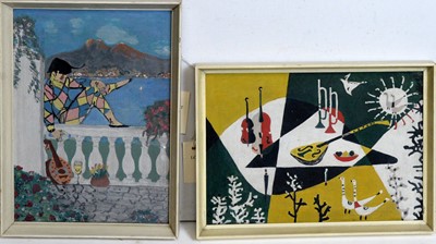 Lot 611 - David Hinge - Musical Harmony, and Harlequin Ropose | oil