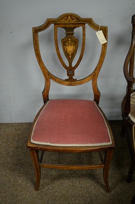 Lot 70 - Four Edwardian inlaid salon/nursing chairs various