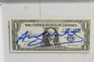 Lot 474 - Andy Warhol - Autograph on a One Dollar Banknote | pen and ink