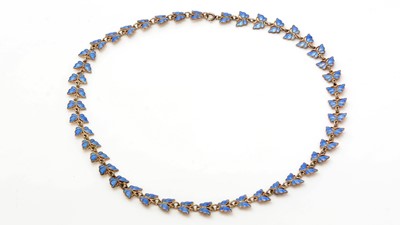 Lot 454 - Volmer Bahner, Denmark: a blue enamel and silver butterfly necklace