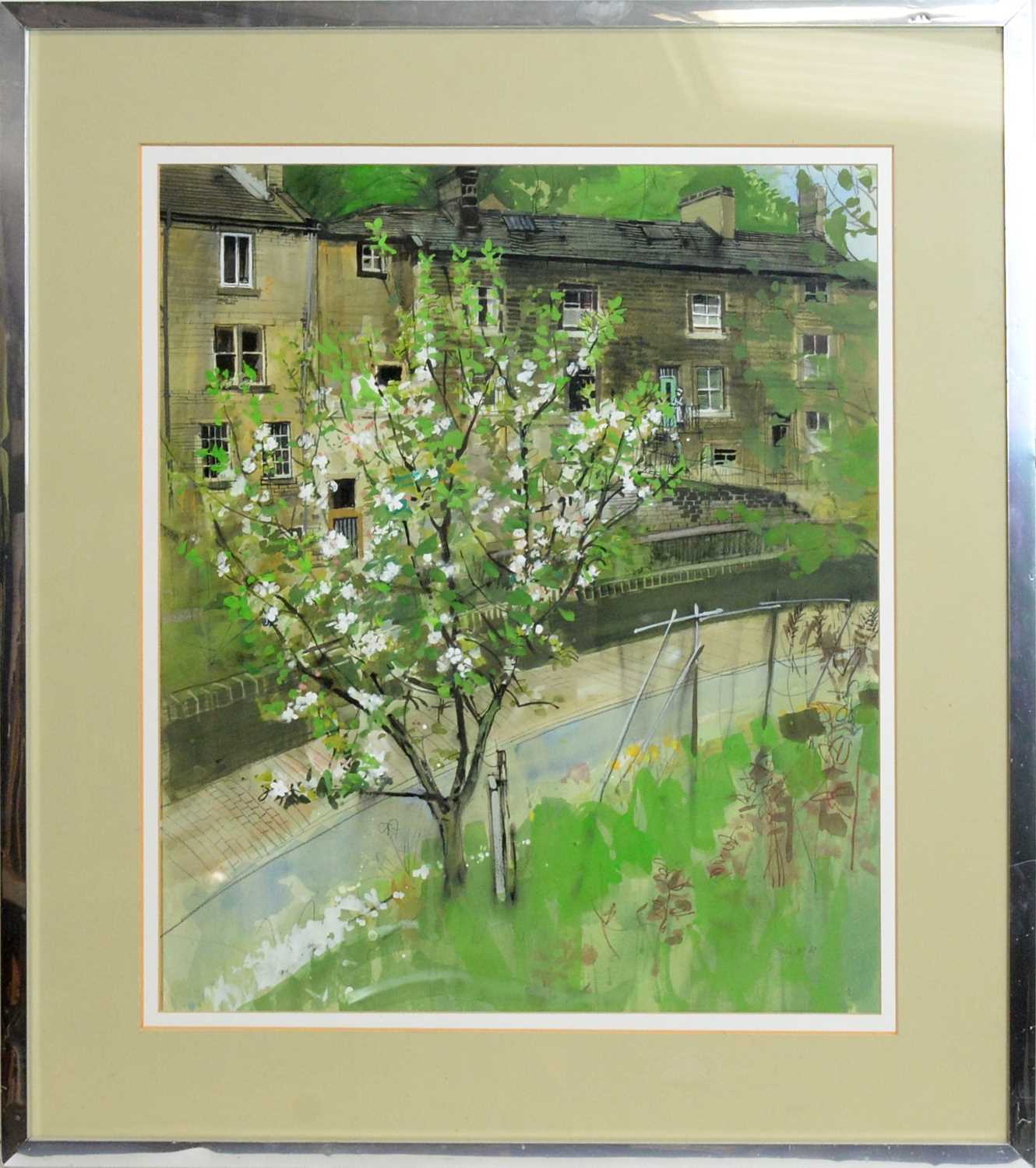 Lot 532 - Trevor Hugh Stubley - Nora Batty's House at Holmfirth | gouache