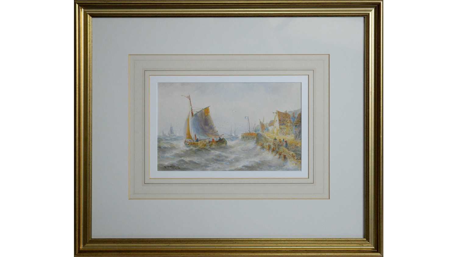 Lot 32 - Robert Thornton Wilding - Fishing Fleet off Shore | watercolour