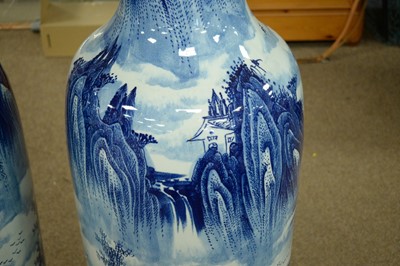 Lot 419 - A pair of Chinese blue and white floor standing vases