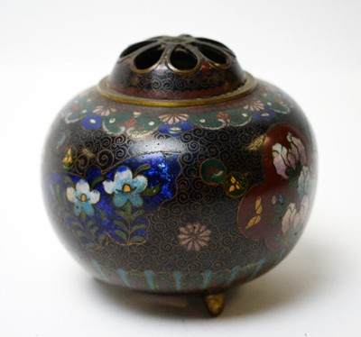 Lot 434 - A Chinese cloisonne enamel censer and cover.